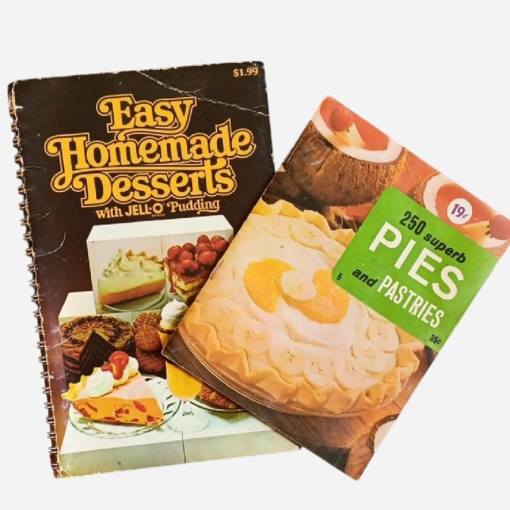 60s 70s Little Dessert Cookbooks, Vintage Retro Kitchen, Jello Pudding & Recipes